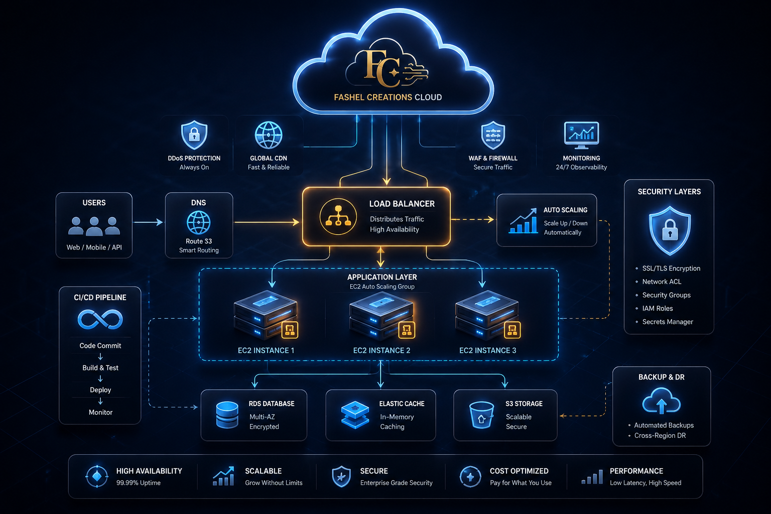 Cloud architecture diagram representing AWS infrastructure deployment