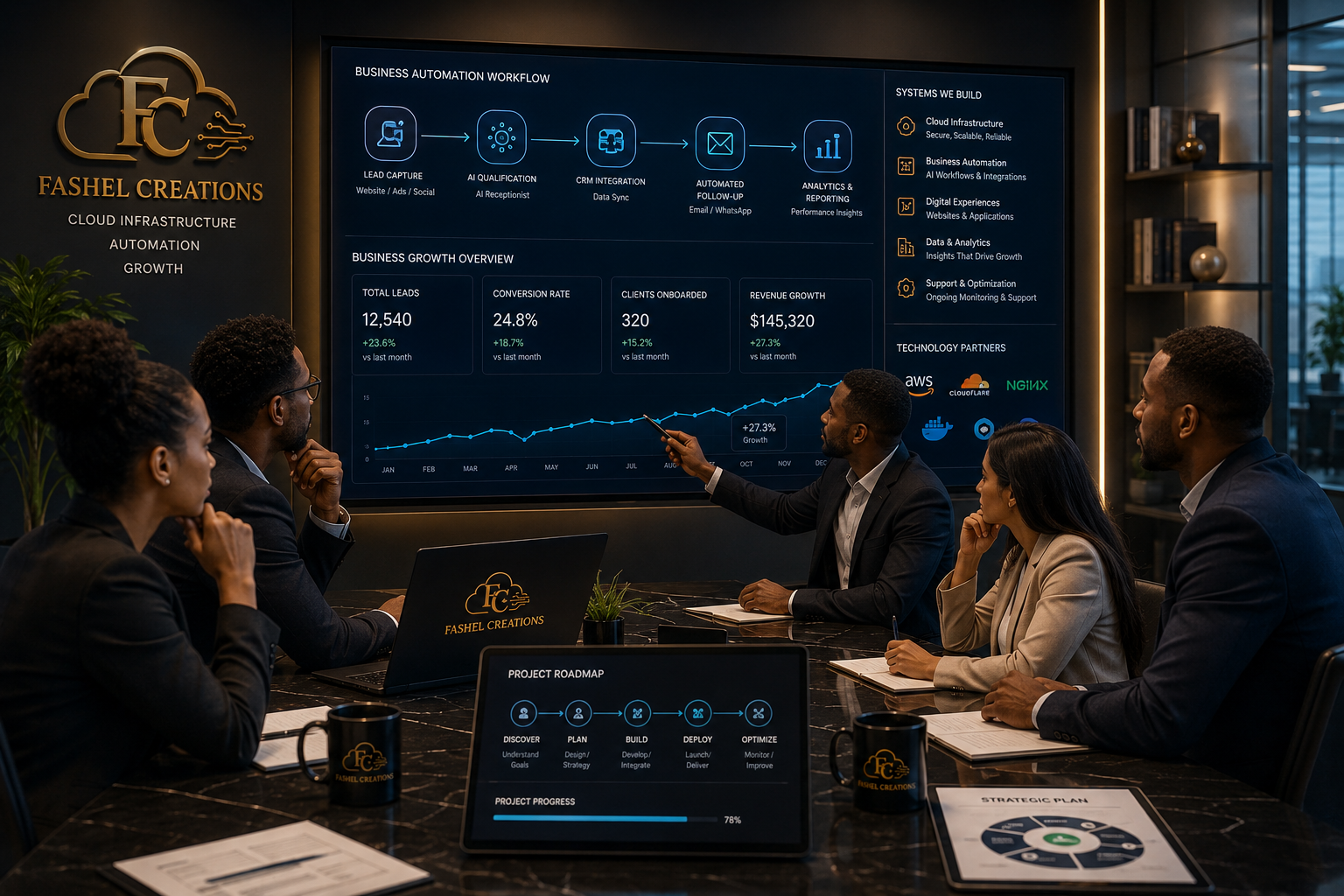 Strategy meeting for cloud infrastructure and business automation planning